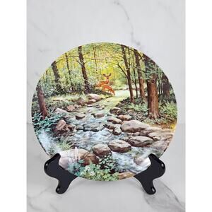 The Murmuring Stream Deer Year 1988 Fine China 8 1/2" Plate Wall Decor Vintage